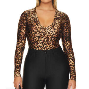 $119 Good American High Shine Compression Bodysuit | 3XL Wild Leopard brown NEW